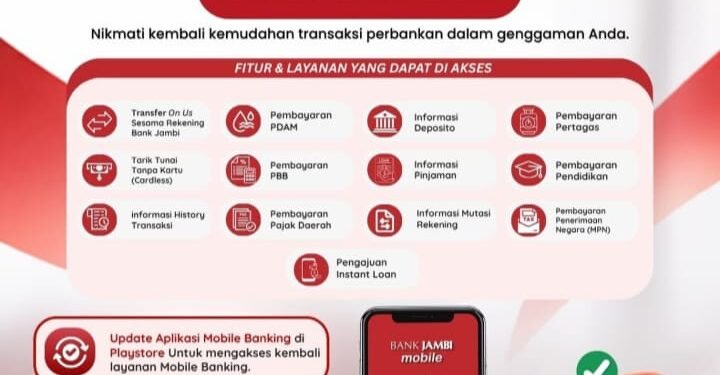 Mobile Banking Bank Jambi Kembali Hadir, Layanan Transaksi Aktif Mulai 22 September 2026